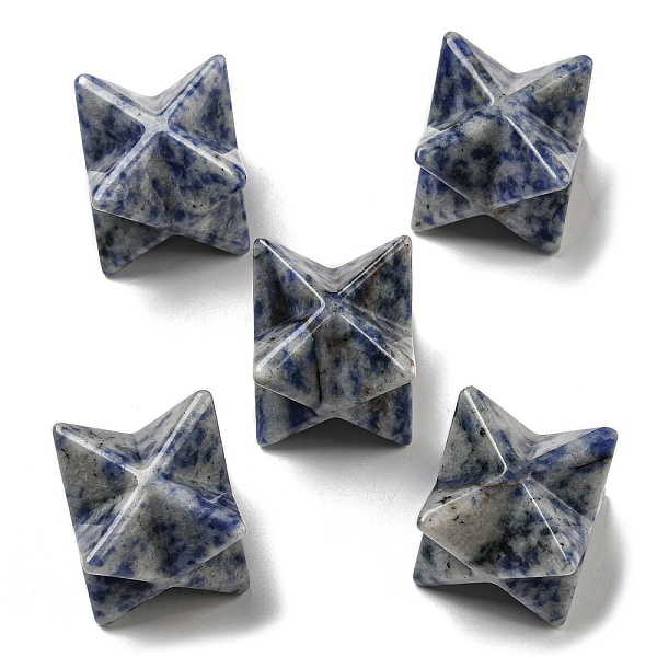 

PandaHall Natural Blue Spot Jasper Beads, No Hole/Undrilled, Merkaba Star, 25x25x25mm Blue Spot Jasper Star