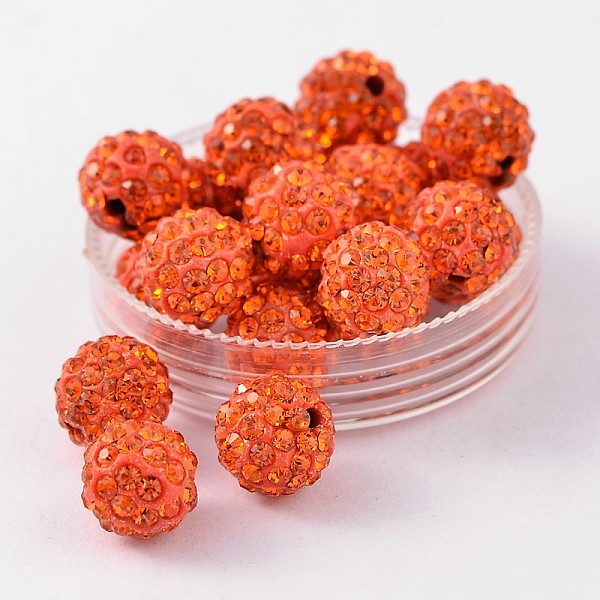 

PandaHall Polymer Clay Rhinestone Beads, Grade A, Round, PP15, Hyacinth, 10mm, Hole: 1.8~2mm, 6 Rows Rhinestone, PP15(2.1~2.2mm) Polymer..., Red
