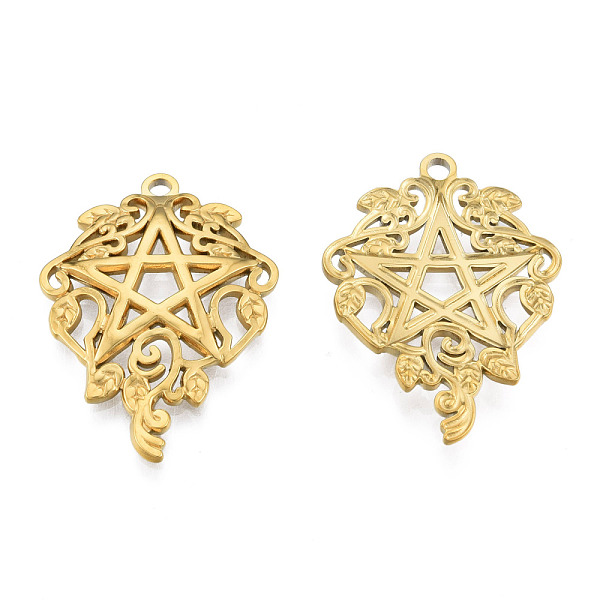 

PandaHall 201 Stainless Steel Pendants, Star, Real 18K Gold Plated, 35x24.5x3mm, Hole: 2mm 201 Stainless Steel Star