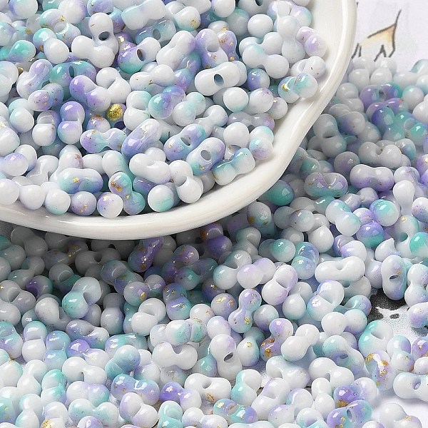 Perles de rocaille en verre peintes à cuisson bicolores-image-SEED-F005-01A-09-fr