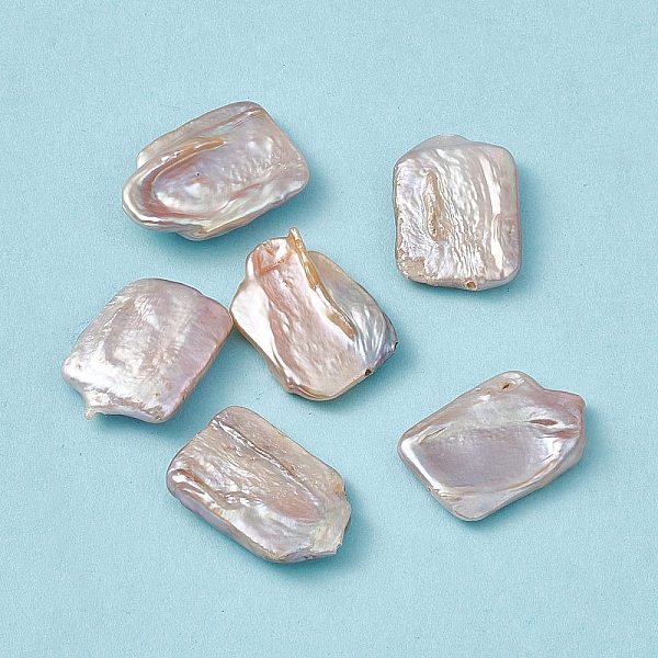 

PandaHall Baroque Natural Keshi Pearl Beads, Rectangle, Seashell Color, 21~22x14.5~15.5x3~5mm, Hole: 1mm Keshi Pearl Rectangle