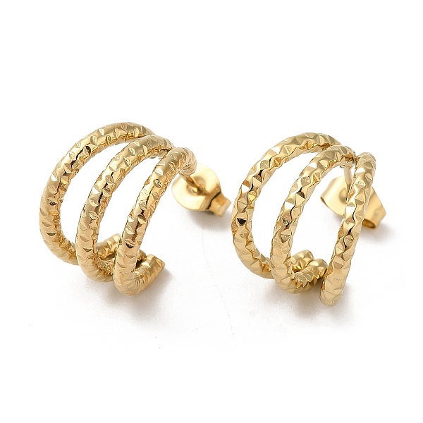 

PandaHall 304 Stainless Steel Stud Earrings, Split Earrings, Half Hoop Earrings, Real 18K Gold Plated, 15x12.8mm 304 Stainless Steel