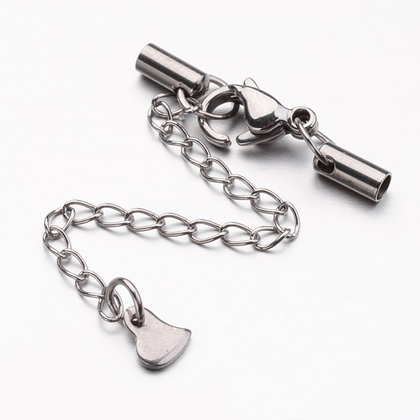 

PandaHall 304 Stainless Steel Chain Extender, with Cord Ends and Lobster Claw Clasps, Heart Charm, Stainless Steel Color, 30mm, Hole: 2mm...