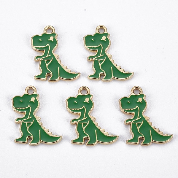 

PandaHall Alloy Enamel Pendants, Cadmium Free & Nickel Free & Lead Free, Dinosaur, Light Gold, Green, 23.5x18x1mm, Hole: 2mm Alloy+Enamel...