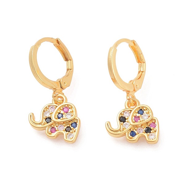 

PandaHall Brass Micro Pave Cubic Zirconia Dangle Hoop Earrings , Cross, Colorful, Golden, 23.5mm, Pin: 0.9mm Cubic Zirconia