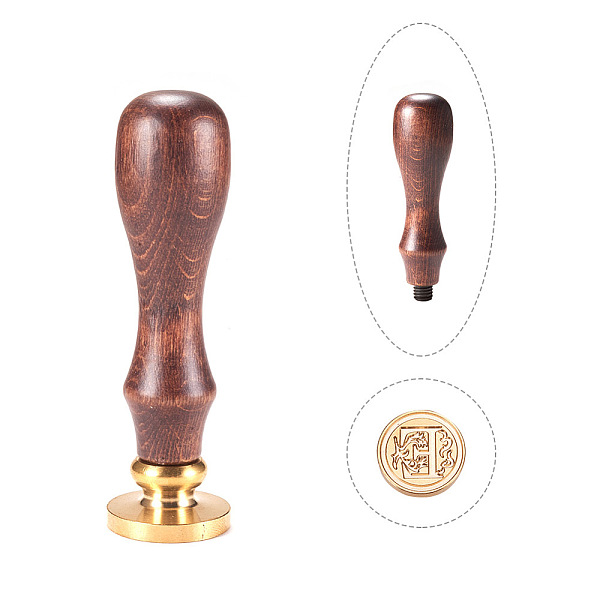 

PandaHall DIY Letter Scrapbook Brass Wax Seal Stamps and Wood Handle Sets, Letter.E, 25x14mm, 75mm Brass Letter E