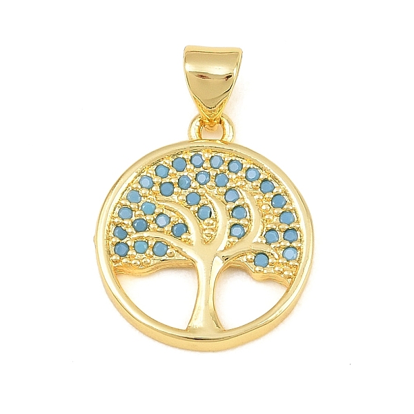 Colgantes de circonita cúbica azul cielo con micro pavé de latón
