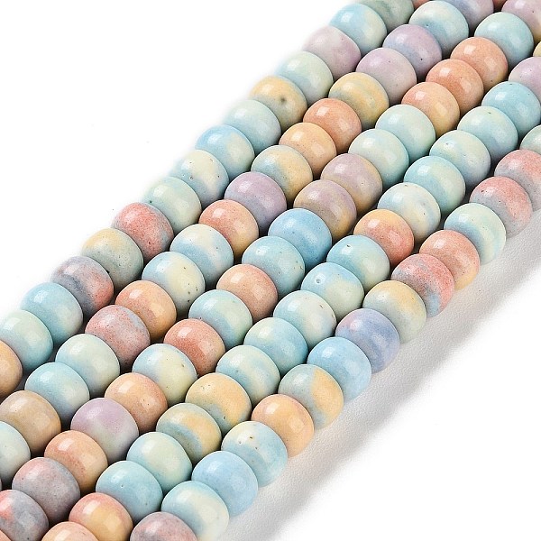 

PandaHall Natural Rainbow Alashan Agate Beads Strands, Dyed, Rondelle, Mixed Color, 8.5x6mm, Hole: 0.7mm, about 67pcs/strand, 15.94 inch..., Multicolor