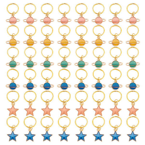24Pcs Alloy Enamel & Iron Braiding Hair Pendants Decoration Clips