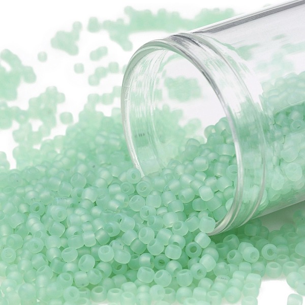 

PandaHall TOHO Round Seed Beads, Japanese Seed Beads, Frosted, (144F) Ceylon Frost Celery, 11/0, 2.2mm, Hole: 0.8mm, about 5555pcs/50g Glass..., Green
