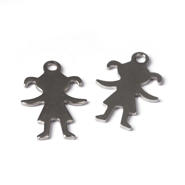 

PandaHall 304 Stainless Steel Pendants, Girl Silhouette Pendants, Stainless Steel Color, 16x11x1mm, Hole: 1.5mm 304 Stainless Steel Human