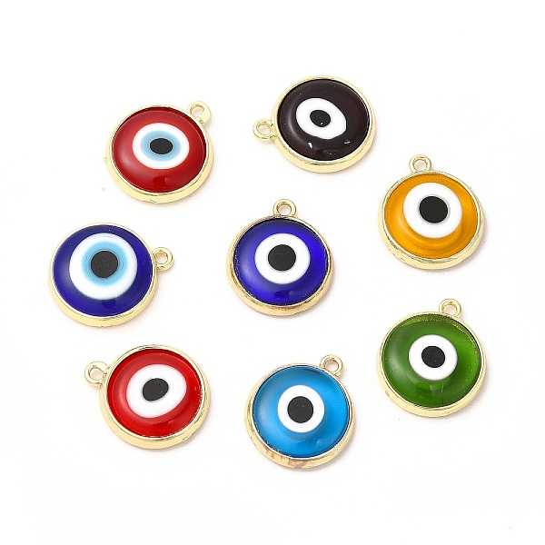 

PandaHall Handmade Lampwork Pendants, with Golden Tone Brass Findings, Cadmium Free & Lead Free, Evil Eye, Mixed Color, 16x13.5x3mm, Hole..., Multicolor