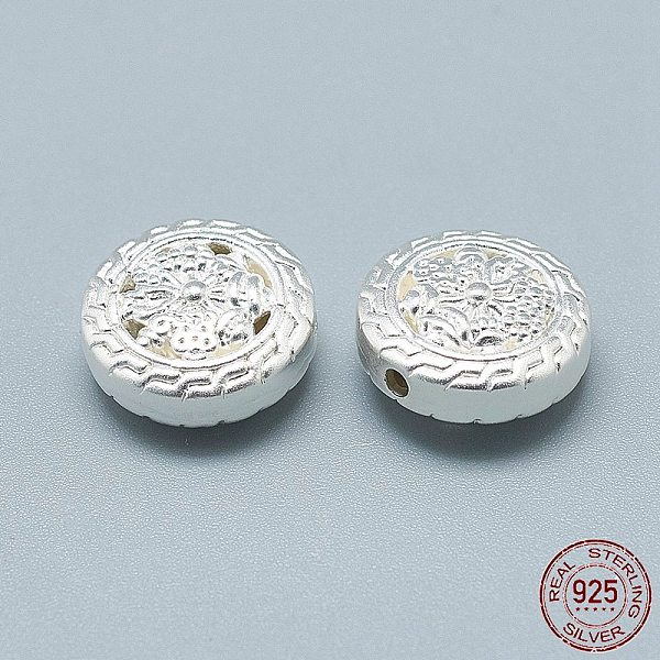 

PandaHall 925 Sterling Silver Beads, Flat Round, Silver, 13x6mm, Hole: 1.5mm Sterling Silver Flat Round