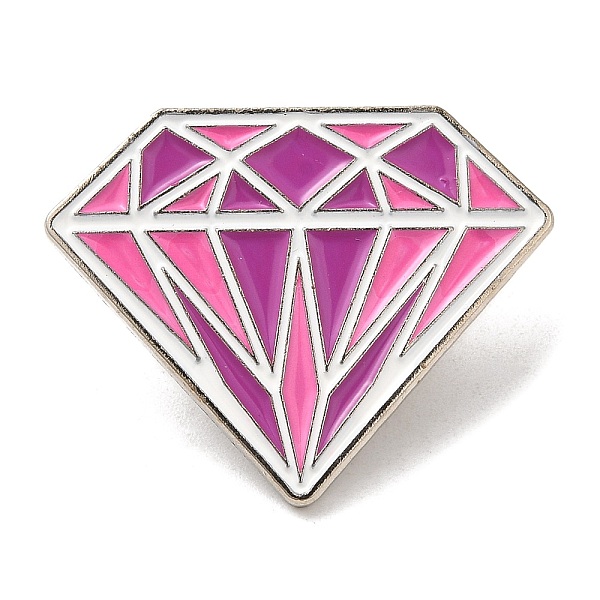 

PandaHall Pink Series Enamel Pins, Platinum Tone Alloy Brooches for Clothes Backpack Women, Diamond, 24x30x1.5mm Alloy+Enamel Diamond