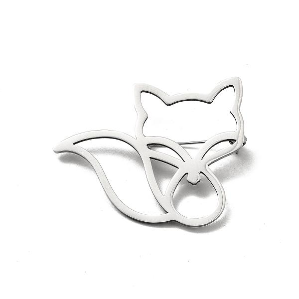 

PandaHall 201 Stainless Steel Brooches, Cat, Stainless Steel Color, 37x47.5x1mm, Pin: 0.6mm Stainless Steel