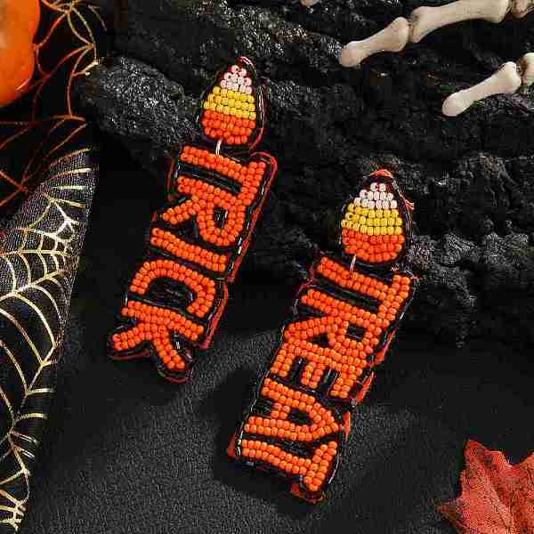 Pendientes De Cuentas Estilo Halloween Con Forma De Truco O Trato Para Mujer