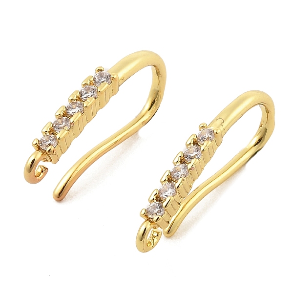 

PandaHall Brass with Cubic Zirconia Earring Hooks, Ear Wire, Real 18K Gold Plated, 18 Gauge, 18.5x2x8mm, Hole: 1.2mm, Pin: 1mm Brass+Cubic..., Clear