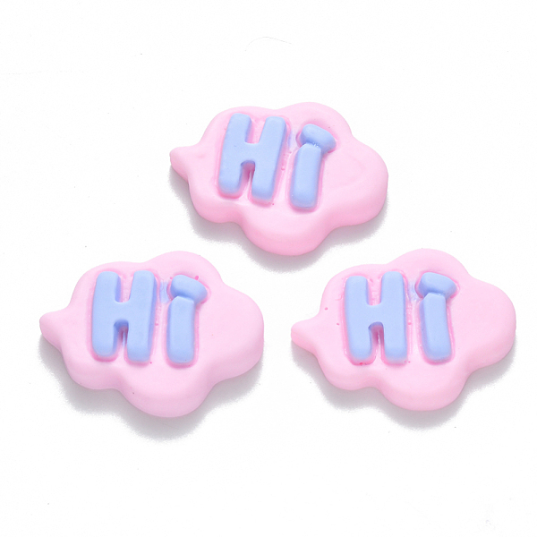 

PandaHall Resin Cabochons, Cloud with Word Hi, Pink, 20~21x27x6~7mm Resin Cloud Pink