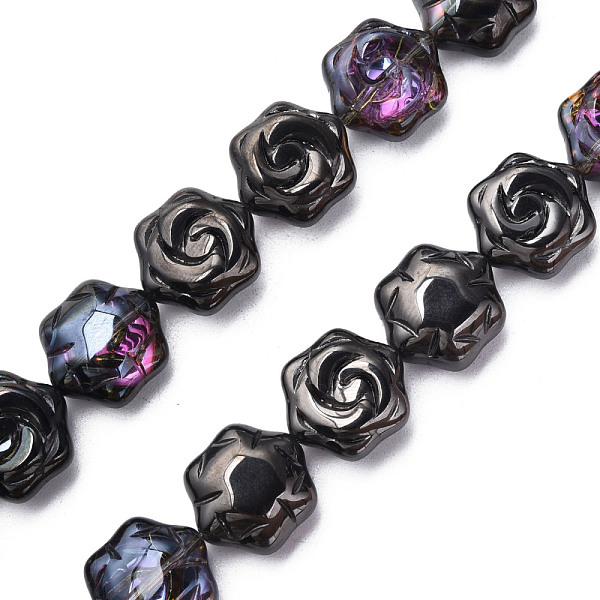 

PandaHall Electroplate Glass Beads Strands, AB Color, Flower, Black, 16x14.5x7.5mm, Hole: 1mm, about 40Pcs/strand, 24.80 inch(63cm) Glass...