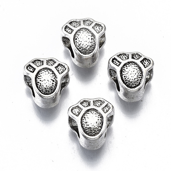 

PandaHall Tibetan Style Alloy European Beads, Paw Print, Cadmium Free & Lead Free, Antique Silver, 10.5x10x7mm, Hole: 5mm, about...
