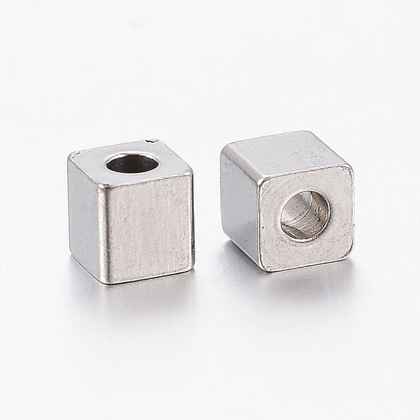 

PandaHall 304 Stainless Steel Beads, Cube, Stainless Steel Color, 4x4x4mm, Hole: 2mm 304 Stainless Steel Cube