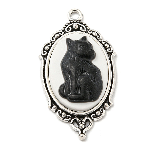 

PandaHall Gothic Style Alloy with Resin Pendants, Cat Shape, 42.5x23.5x6.5mm, Hole: 2.5mm Alloy Cat Shape