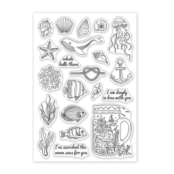 

PandaHall PVC Plastic Stamps, for DIY Scrapbooking, Photo Album Decorative, Cards Making, Stamp Sheets, Fish Pattern, 16x11x0.3cm Plastic...