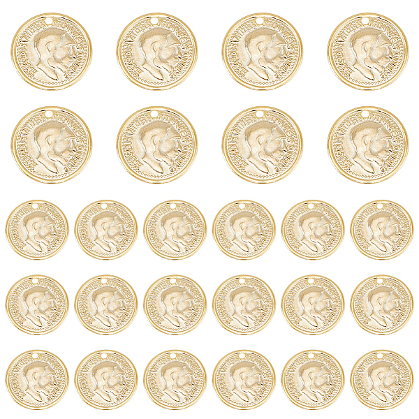 

PandaHall DICOSMETIC 40Pcs Vintage King's Head Coin Pendants Flat Round Golden Pendants Edward VII Head Pendants Commemorative Coins Charms...