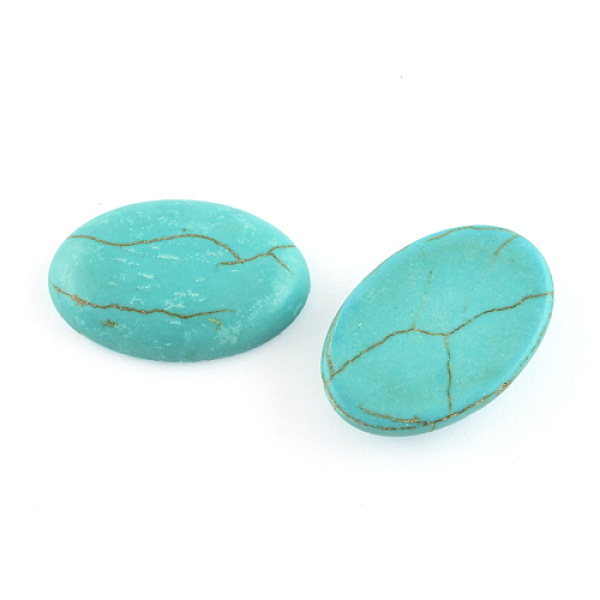

PandaHall Craft Findings Dyed Synthetic Turquoise Gemstone Flat Back Cabochons, Oval, Medium Turquoise, 18x25x6mm Synthetic Turquoise Oval..., Cyan
