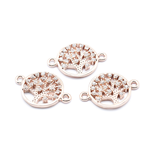 

PandaHall Brass Micro Pave Cubic Zirconia Links, Clear, Flat Round with Tree of Life, Rose Gold, 12.5x18x2mm, Hole: 1mm Brass+Cubic Zirconia...