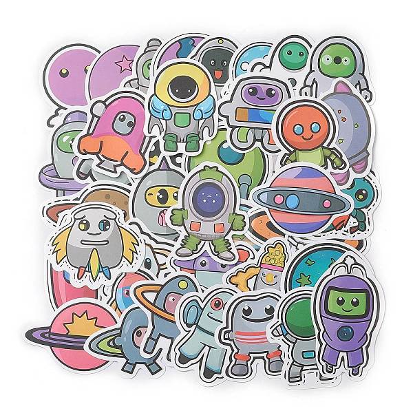 

PandaHall 50Pcs Alien PVC Waterproof Cartoon Stickers, for Suitcase, Skateboard, Refrigerator, Helmet, Mobile Phone Shell, Planet..., Multicolor