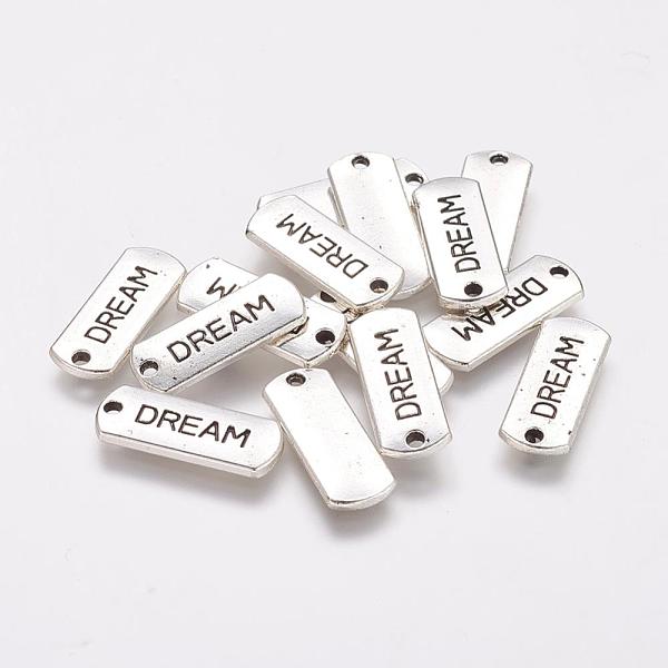 

PandaHall Tibetan Style Alloy Rectangle with Word Dream Pendants, Cadmium Free & Lead Free, Antique Silver, 8x21x2mm, Hole: 2mm Alloy...