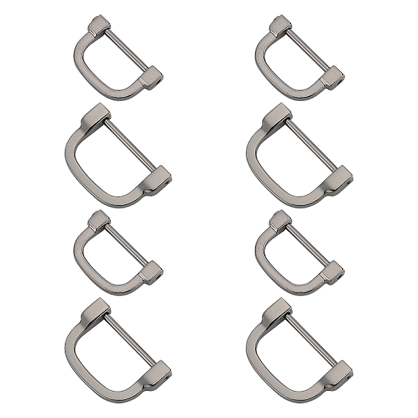 

PandaHall WADORN 8Pcs 2 Style Alloy D Rings, Buckle Clasps, for Webbing, Strapping Bags, Garment Accessories, Gunmetal, 24x37x6mm, 4pcs...