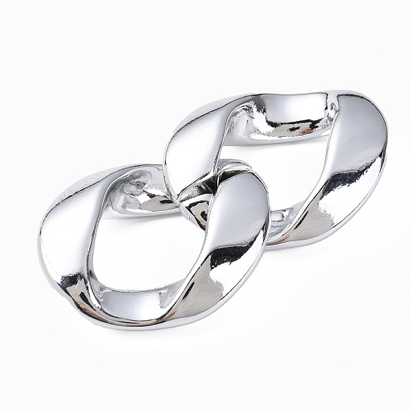 

PandaHall UV Plating Acrylic Linking Rings, Quick Link Connectors, for Curb Chains Jewelry Making, Twist Oval, Silver, 48x42x14mm, Inner...