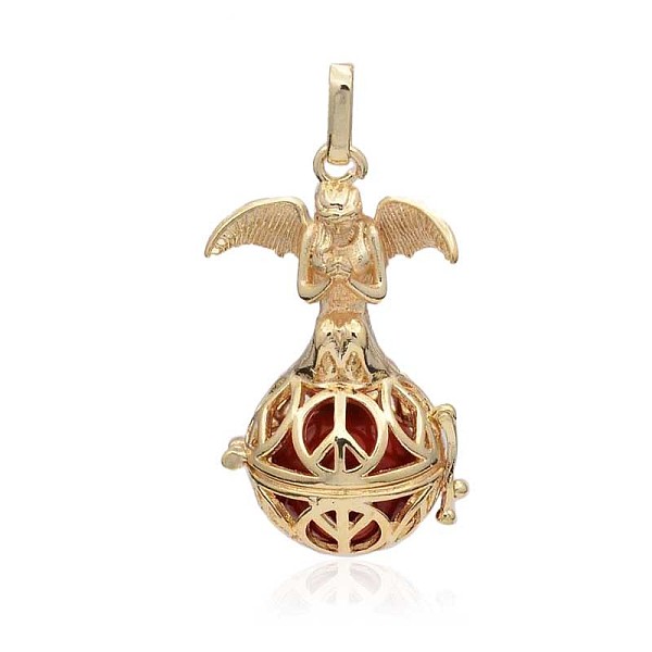 

PandaHall Golden Plated Brass Hollow Round Cage Pendants, with No Hole Spray Painted Brass Beads, Dark Red, 45x25x24mm, Hole: 3x8mm Brass...