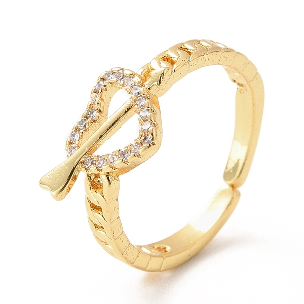 

PandaHall Cubic Zirconia Heart with Arrow Open Cuff Ring, Real 18K Gold Plated Brass Jewelry for Women, Lead Free & Cadmium Free, Clear, US...