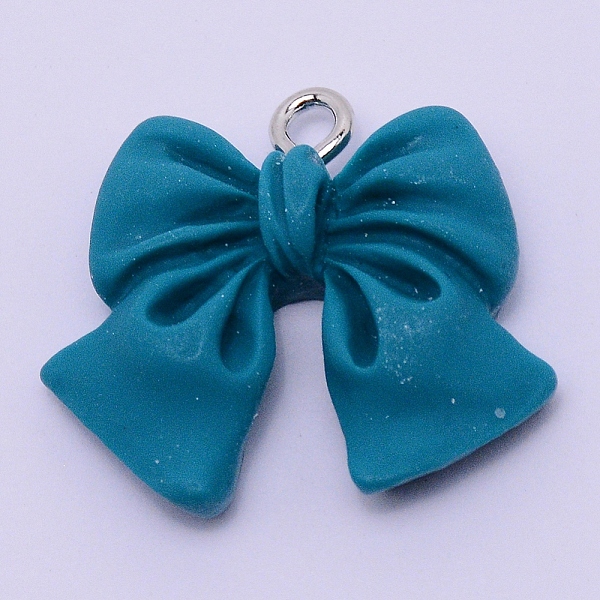 

PandaHall Resin Pendants, with Platinum Plated Iron Screw Eye Pin Peg Bails, Bowknot, Steel Blue, 19x22x5mm, Hole: 1.8mm Iron+Resin Bowknot...