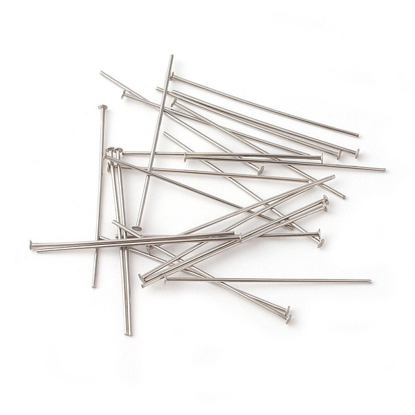 

PandaHall 304 Stainless Steel Flat Head Pins, Stainless Steel Color, 30x0.6mm, 22 Gauge, Head: 1.5mm 304 Stainless Steel