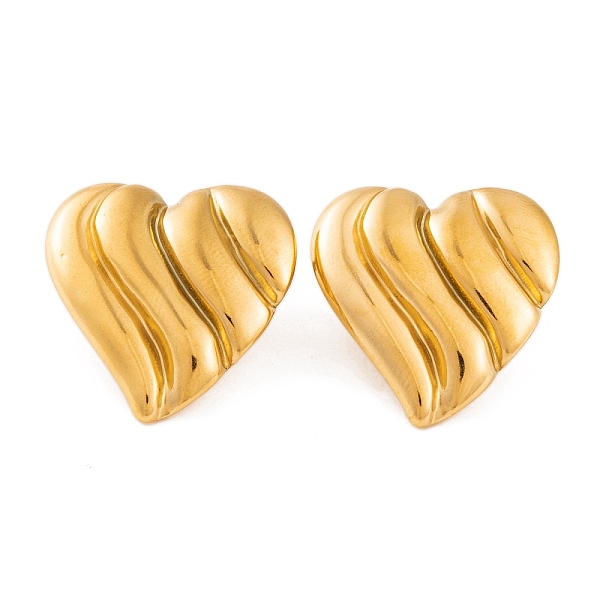 

PandaHall Ion Plating(IP) Heart 304 Stainless Steel Stud Earrings for Women, Golden, 24x24.5mm 304 Stainless Steel Heart