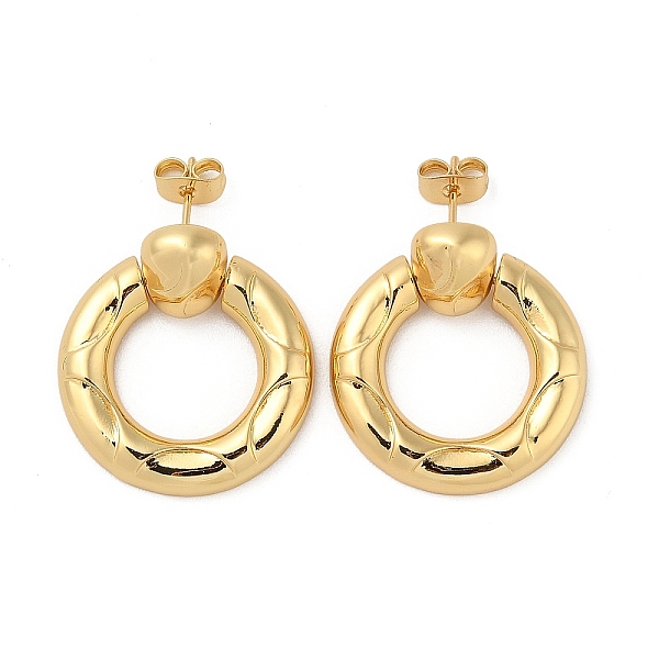 

PandaHall Real 18K Gold Plated Brass Dangle Stud Earrings, Ring, 28x24.5mm Brass Ring