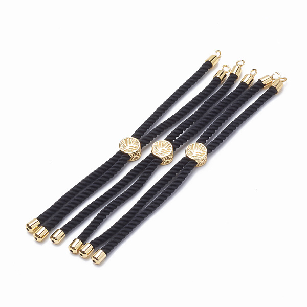 

PandaHall Nylon Twisted Cord Bracelet Making, Slider Bracelet Making, with Brass Findings, Golden, Black, 8.7 inch~9.3 inch(22.2cm~23.8cm)...