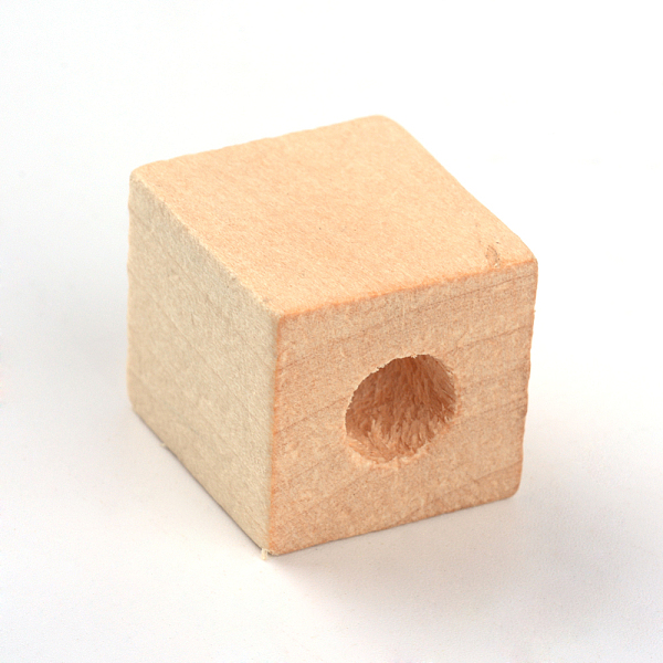 

PandaHall Unfinished Wood Beads, Natural Wooden Beads, Lead Free, Cube, Large Hole Beads, 19~20x19~20x20mm, Hole: 8~8.5mm Wood Cube Orange