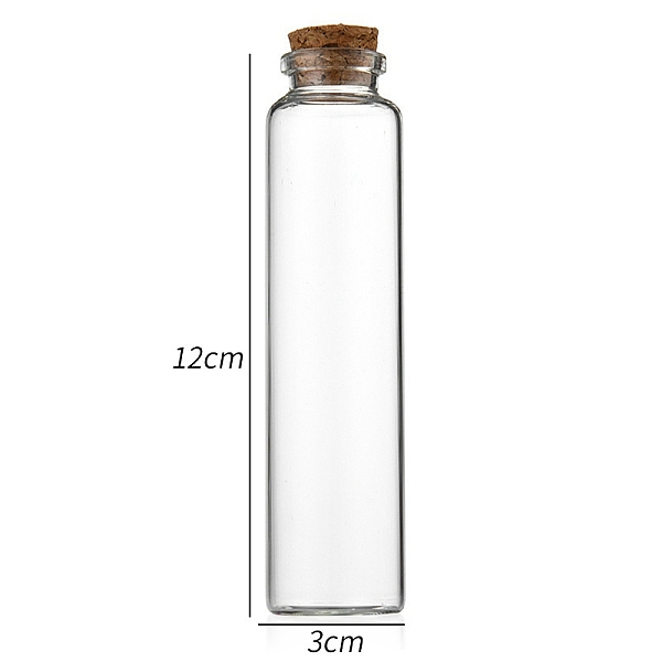 

PandaHall Glass Bottle, with Cork Plug, Wishing Bottle, Column, Clear, 3x12cm, Capacity: 65ml(2.20fl. oz) Glass Column Clear