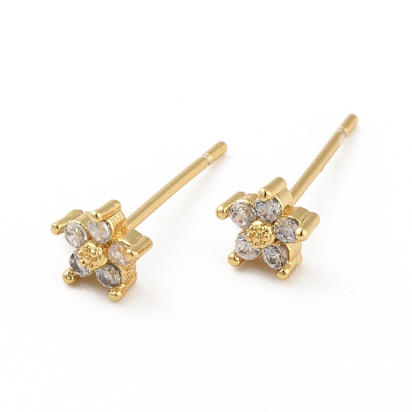 

PandaHall Cubic Zirconia Flower Stud Earrings, Real 18K Gold Plated Brass Jewelry for Women, Cadmium Free & Lead Free, Clear, 15x5x5mm, Pin...