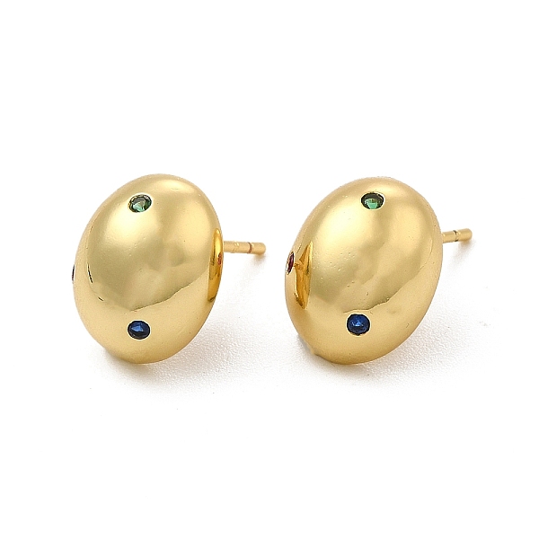 

PandaHall Cubic Zirconia Oval Stud Earrings, Real 18K Gold Plated Brass Jewelry for Women, Cadmium Free & Lead Free, Colorful, 12x10mm, Pin...