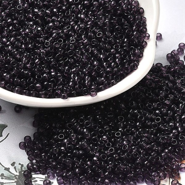 

PandaHall Transparent Colours Picasso Glass Round Seed Beads, Indigo, 2~2.5x1.5mm, Hole: 1mm, about 28125pcs/pound Glass Purple