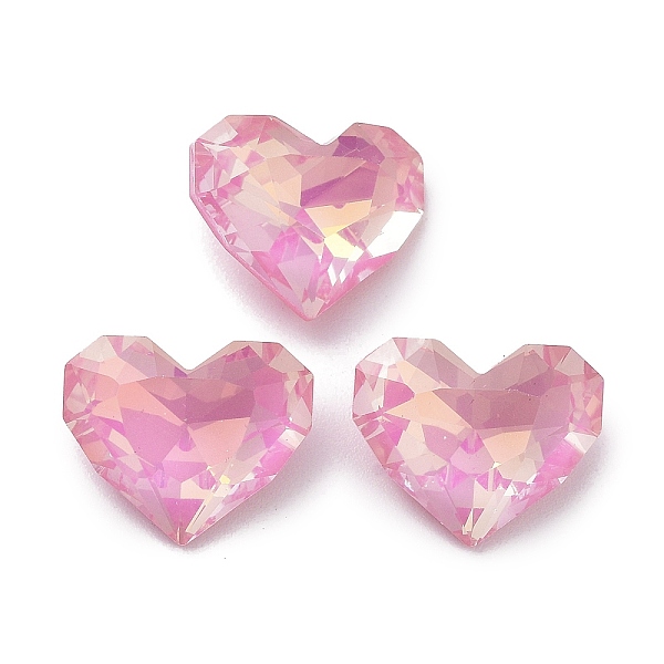 

PandaHall Glass Rhinestone Cabochons, Point Back & Back Plated, Faceted, Heart, Light Rose, 10x12x5mm Glass Rhinestone Heart Pink