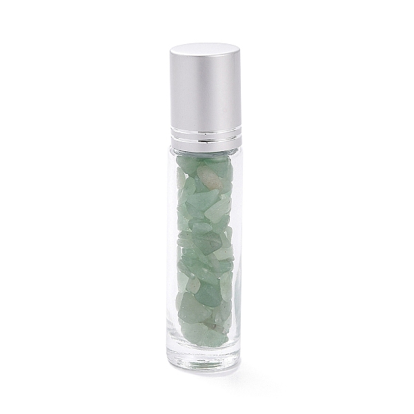 

PandaHall Glass Roller Ball Bottles, Essential Oil Refillable Bottle, with Green Aventurine Chip Beads, for Personal Care, 85x20mm, Beads...
