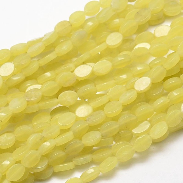 

PandaHall Oval Natural Olive Jade Beads Strands, 6x4x2mm, Hole: 1mm, about 65pcs/strand, 15.7 inch Olive Jade Oval