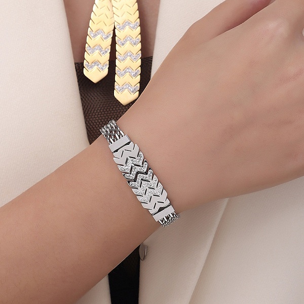 

PandaHall 304 Stainless Steel with Cubic Zirconia Bracelet, Stainless Steel Color, 7.20 inch(18.3cm) 304 Stainless Steel